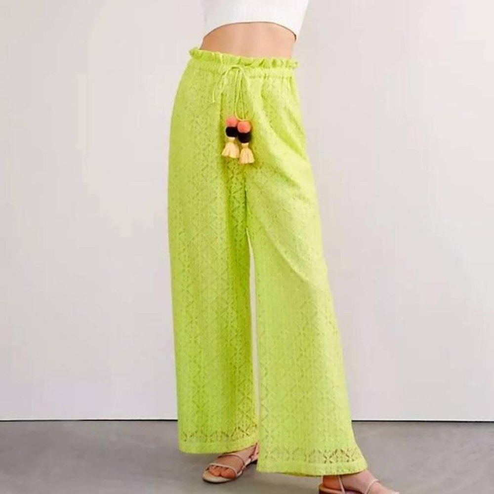 Anthro Lace Wide-Leg Pants